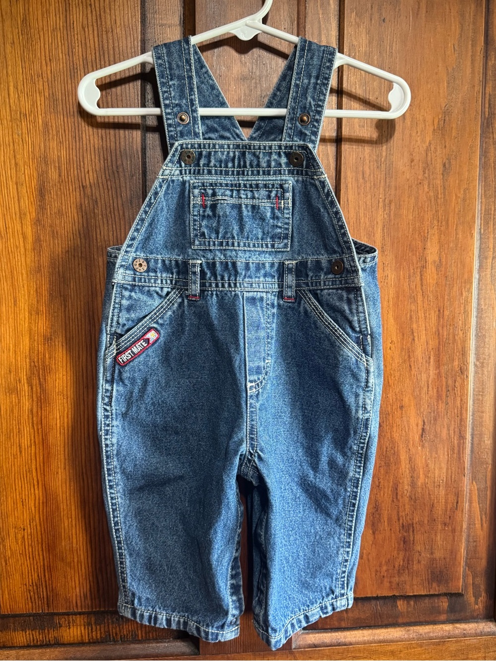 Y2K Vintage Faded Glory Denim Overalls Baby Size 3-6 months First Mate Patches